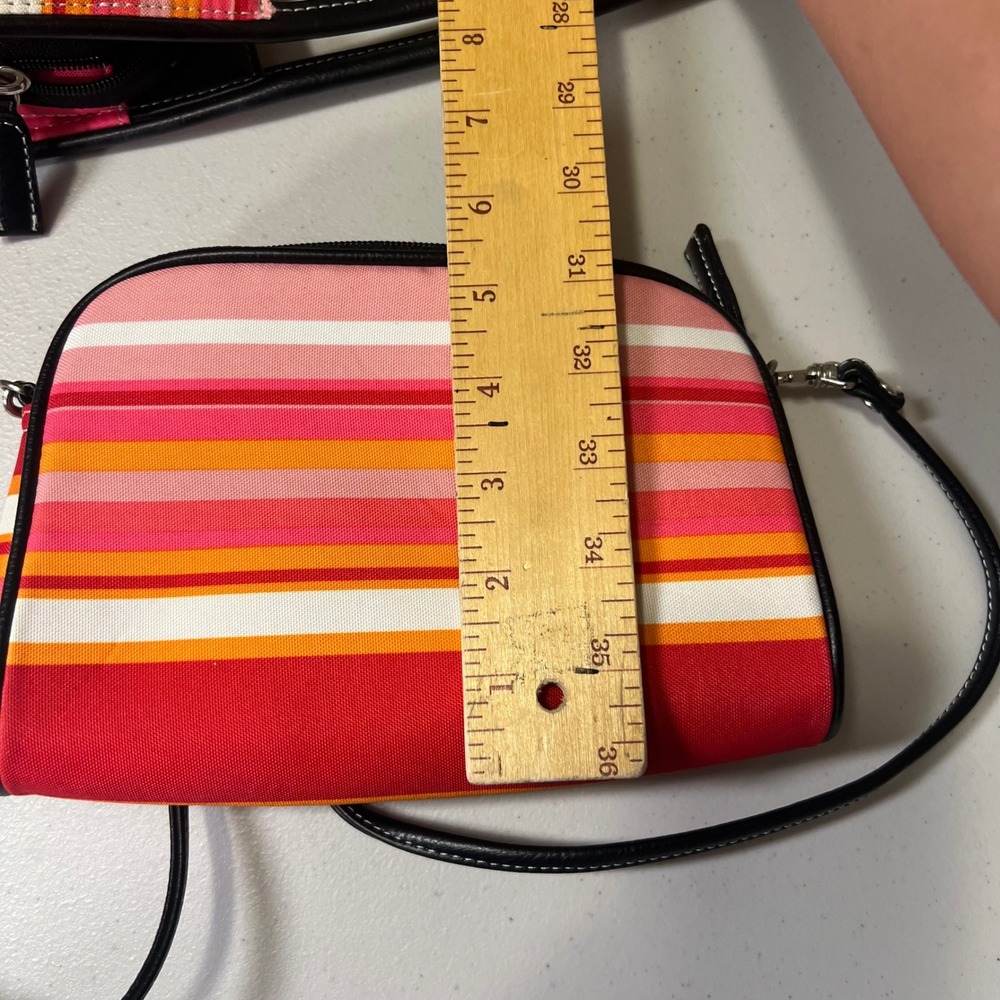 Kate Spade Striped Canvas Shoulder Bag and Crossbody Set Pink Orange Red - Picture 11 of 11